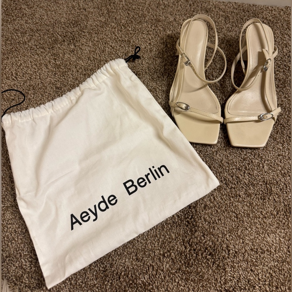 Aeyde Beige Strappy Block Heel